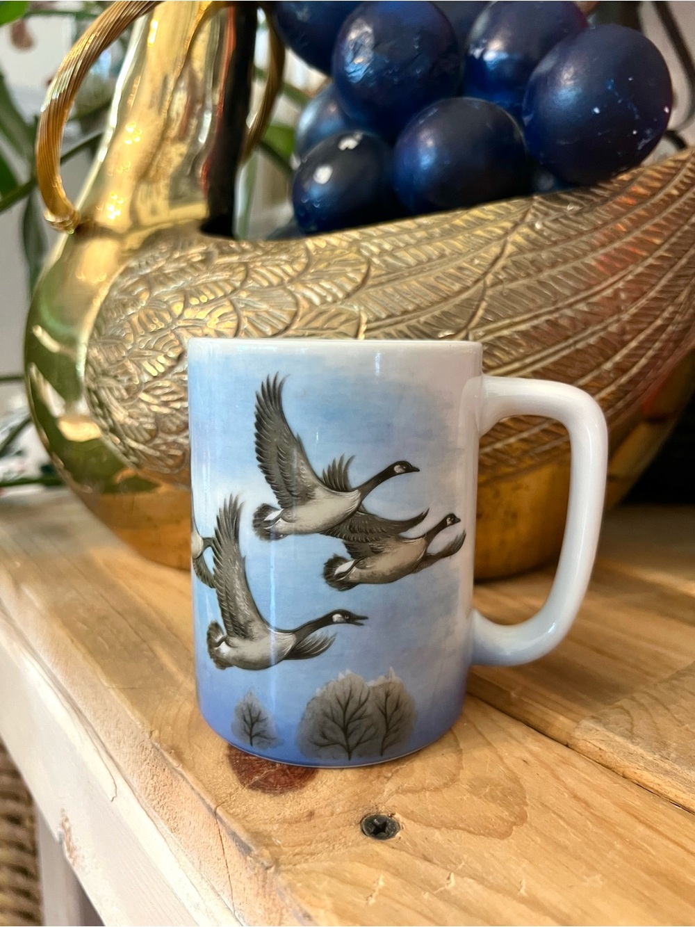 Vintage Otagiri Japan Coffee Mug with Migrating Canada Geese Goose